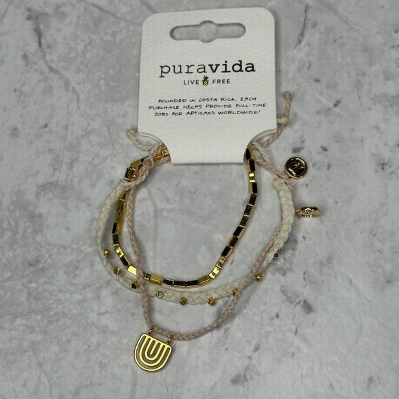 PuraVida Pura Vida Golden Rainbow Bracelet Stack Set of 3 - Picture 11 of 11